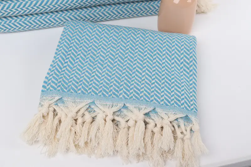 Personalized Gift For Him, Beach Size Towel, Large Turkish Towel, Sand-free towel, Fouta towel, Beach Towel Personalized, 70x40 Cotton Chevron Towel - 5