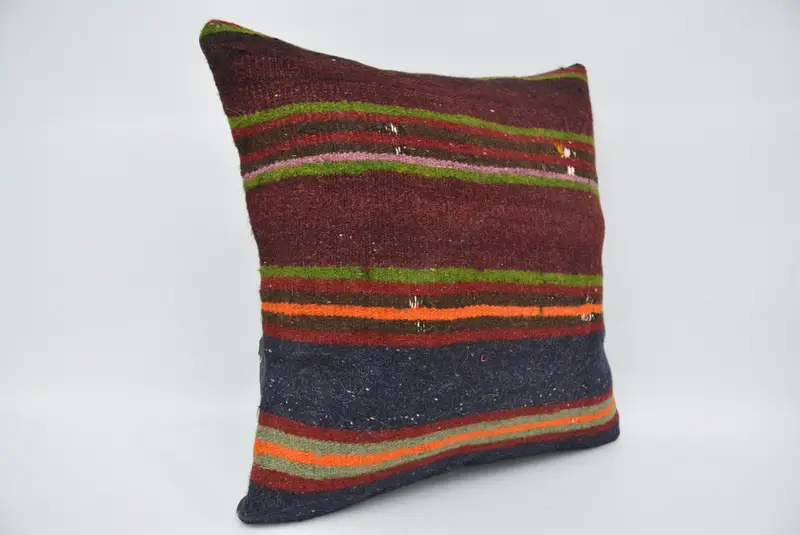 Pillow Sham, Outdoor Cushion Case, Ethnical Kilim Rug Pillow, 20x20 Red Pillow Case, Outdoor Cushion Cover, Pillow for Couch, Turkish Kilim Pillow - 3