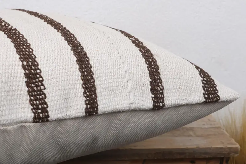 Vintage Pillow, Handmade Kilim Cushion, Muted Pillow Case, 18x18 Beige Cushion Case, Pillow Cover, Turkish Kilim Pillow - 6
