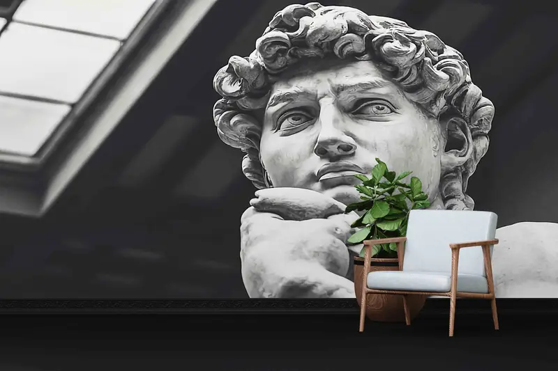 Statue Of David Wall Decals, Man Statue Wall Decor, Wall Mural Wallpaper, David Wall Print, Modern Paper Craft, Stylish 3D Wallpaper, - 9