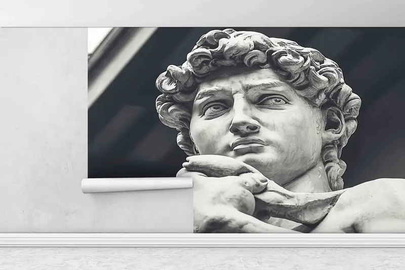Statue Of David Wall Decals, Man Statue Wall Decor, Wall Mural Wallpaper, David Wall Print, Modern Paper Craft, Stylish 3D Wallpaper, - 1