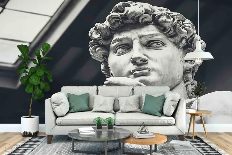 Statue Of David Wall Decals, Man Statue Wall Decor, Wall Mural Wallpaper, David Wall Print, Modern Paper Craft, Stylish 3D Wallpaper, - 4
