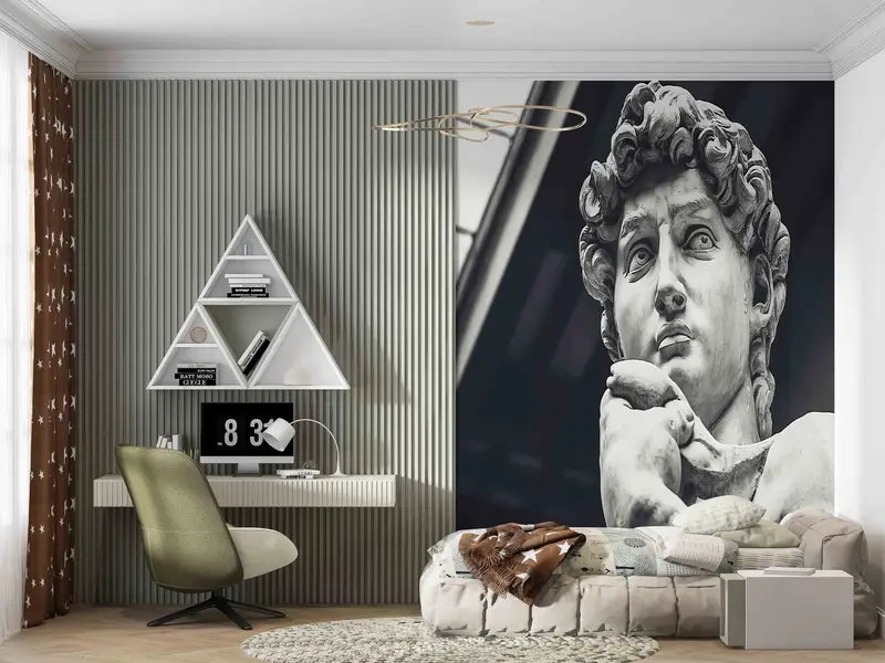 Statue Of David Wall Decals, Man Statue Wall Decor, Wall Mural Wallpaper, David Wall Print, Modern Paper Craft, Stylish 3D Wallpaper, - 10