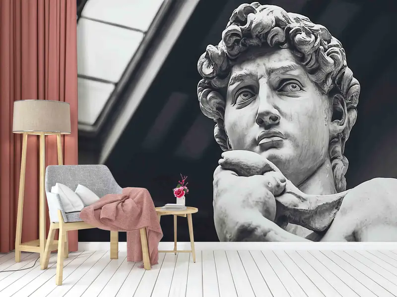 Statue Of David Wall Decals, Man Statue Wall Decor, Wall Mural Wallpaper, David Wall Print, Modern Paper Craft, Stylish 3D Wallpaper, - 5