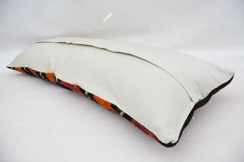 Nomadic Pillow Cover, Floor Cushion Cover, Gift Pillow, Kilim Pillow, Retro Throw Pillow Sham, Kilim Cushion Sham, 12x36 Orange Pillow, Cushion - 6