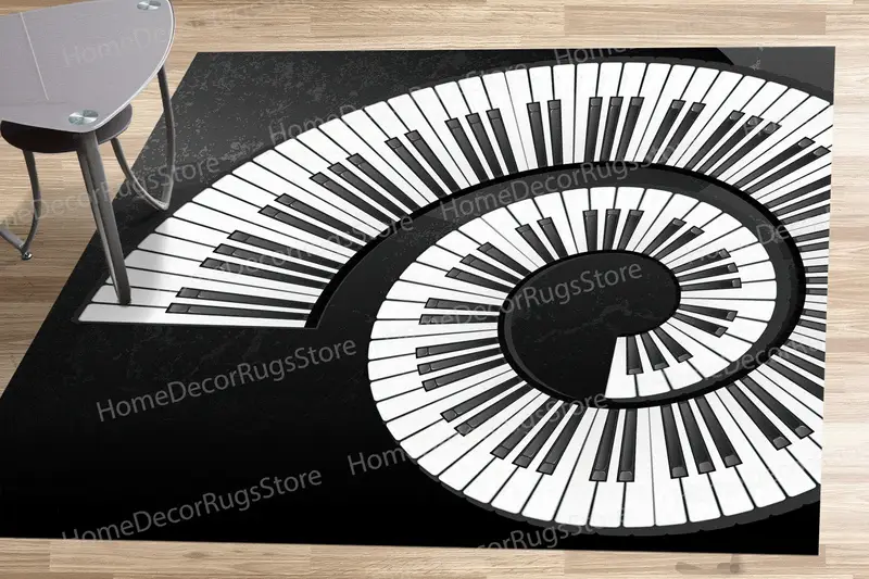 エレガントな白黒プリントラグ：トレンディで豪華なデザイン