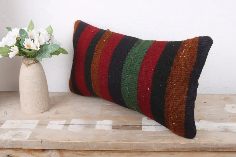 Vintage Pillow, Turkish Rugs Pillow, Car Pillow Cover, Boho Pillow Sham Cover, Pillow Case, 8x16 Red Cushion Case, Vintage Kilim Throw Pillow - 4