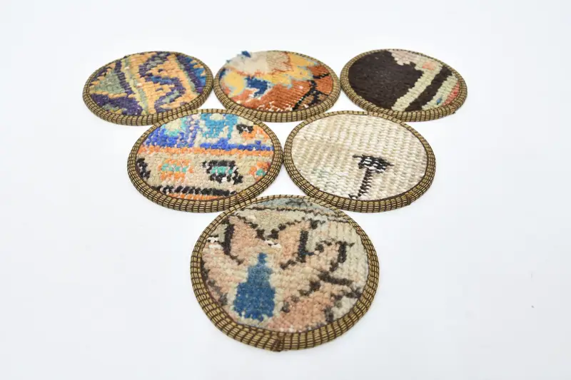 Posavasos Kilim azules y marrones, juego de posavasos duradero y elegante