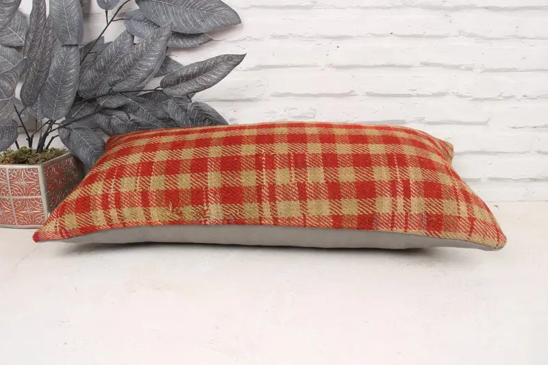 12x24 Red Pillow Cover, Vintage Pillow, Cushion, Bench Pillow Sham, Patio Pillow, Aztec Pillow, Pillow for Sofa, Home Decor Pillow, Couch Cushion - 5