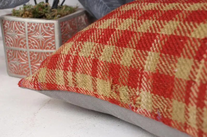 12x24 Red Pillow Cover, Vintage Pillow, Cushion, Bench Pillow Sham, Patio Pillow, Aztec Pillow, Pillow for Sofa, Home Decor Pillow, Couch Cushion - 7