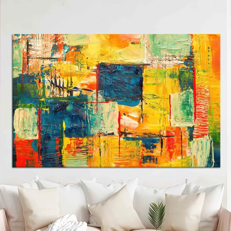 Trendige marineblaue bedruckte Leinwand: Moderne Luxus-Wandkunst