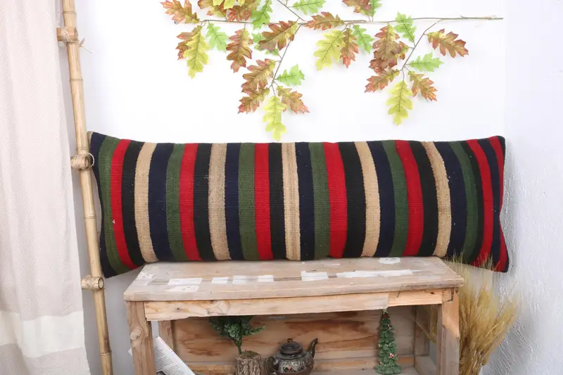 16x48 Green Cushion, Meditation Cushion Cover, Boho Pillow, Decorative Pillow Case, Cushion Case, Kilim Pillow Cover, Pillow for Sofa - 1