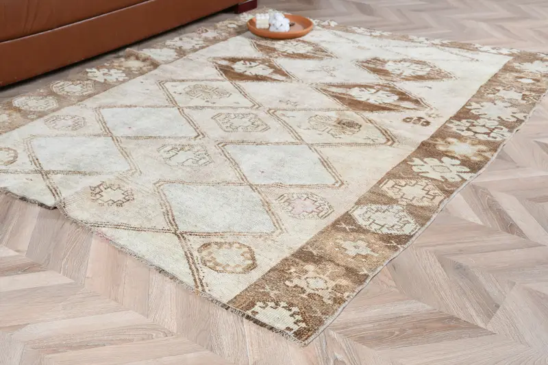 Zarif Fas Halısı, Kahverengi ve Bronz 5,4x6,3 ft