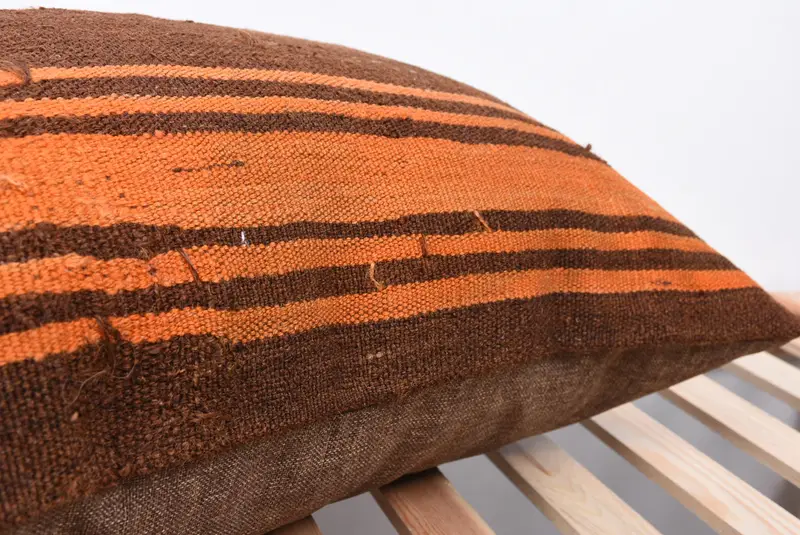 Cushion Cover, Turkish Bench Pillow Cover, 20x28 Brown Pillow Case, Antique Pillows, One Of A Kind Cushion, Throw Kilim Pillow, Turkish Pillow - 7