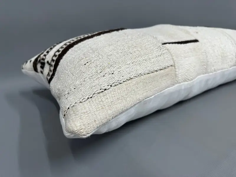 Handmade Kilim Cushion, Turkish Kilim Pillow, Vintage Kilim Throw Pillow, Cushion Cover, 16x36 Beige Cushion, Bright Pillow Sham, Floor Pillow Sham - 6