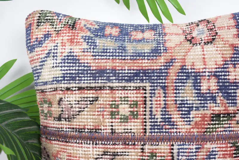 14x14 Blue Cushion Case, Vintage Kilim Pillow, Pillow Sham, Pastel Pillow Case, Turkish Kilim Pillow, Vintage Pillow, Wholesale Cushion Cover - 2