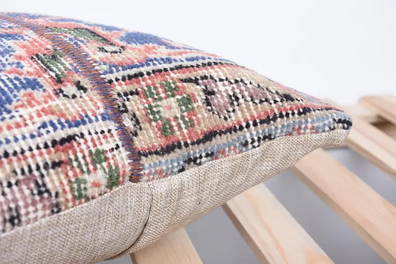 14x14 Blue Cushion Case, Vintage Kilim Pillow, Pillow Sham, Pastel Pillow Case, Turkish Kilim Pillow, Vintage Pillow, Wholesale Cushion Cover - 7