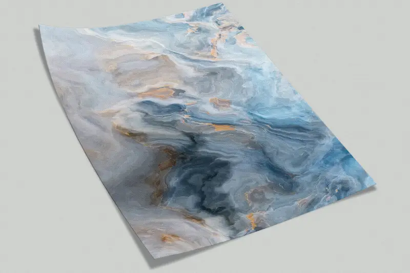 Paper Wall Art, Blue Marble Painting, Abstract Wall Poster, Bright Wall Paper, 3d Wall Paper, Blue And Gray Marble Wall Decor, - 4