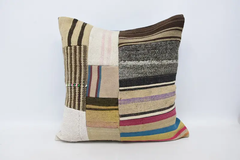 Beigefarbenes Southwestern-Wurfkissen, 28x28 besticktes Vintage-Kissen