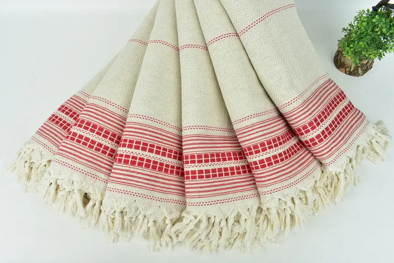 Personalized Gifts, 96x94 Linen Striped Towel, Bedspread Quenn, Wedding Favors, Extra Large Tablecloth, Turkish Cotton Blanket, Woven Blanket - 4