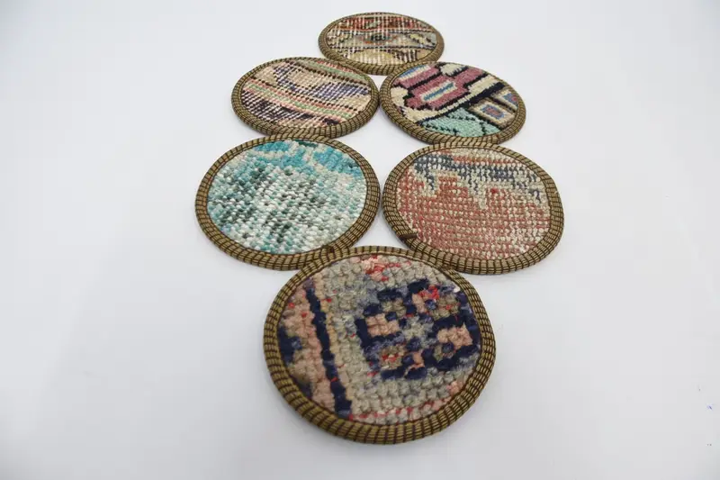 Bohemian Blue and Red Round Coaster, Unique Bohemian Coaster