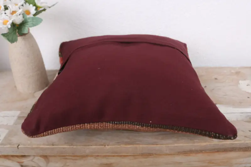 Vintage Pillow, Turkish Kilim Pillow, 12x12 Brown Pillow Sham, Handwoven Pillow Cover Cushion Cover, Handmade Kilim Cushion, Pillow - 7