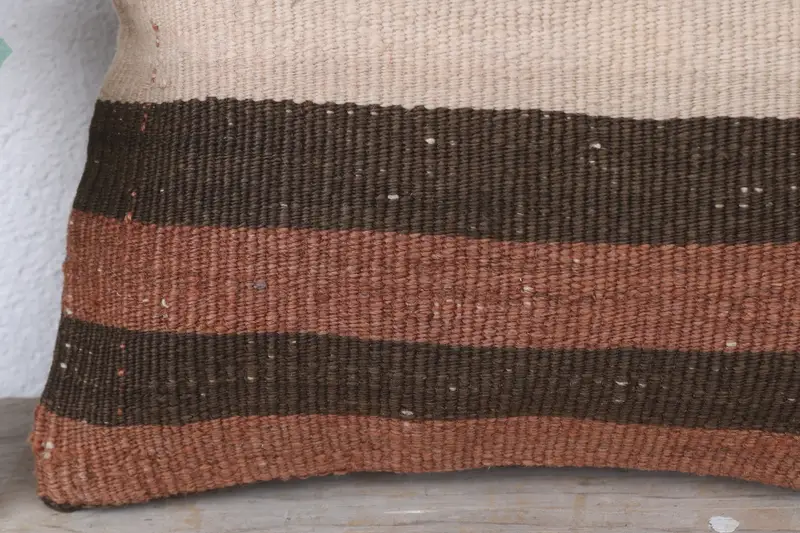 Vintage Pillow, Turkish Kilim Pillow, 12x12 Brown Pillow Sham, Handwoven Pillow Cover Cushion Cover, Handmade Kilim Cushion, Pillow - 3