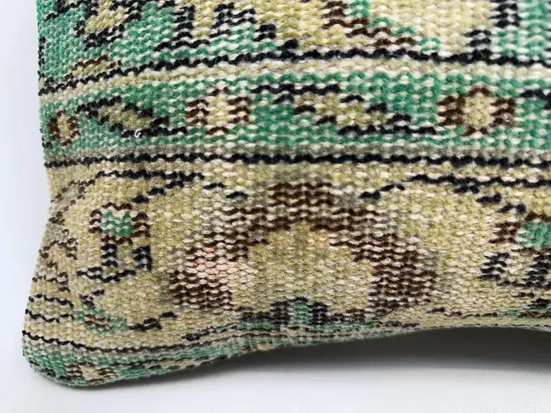 Vintage Kilim Pillow, Handmade Kilim Cushion, Cushion, 12x20 Green Cushion Case, Bohemian Cushion Cushion, Kilim Pillow Cover - 2