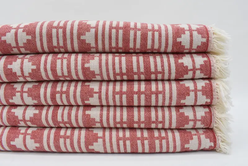 Turkish Towel, Red Bath Towel, 70x40 Inches, Handwoven 100% Natural Cotton