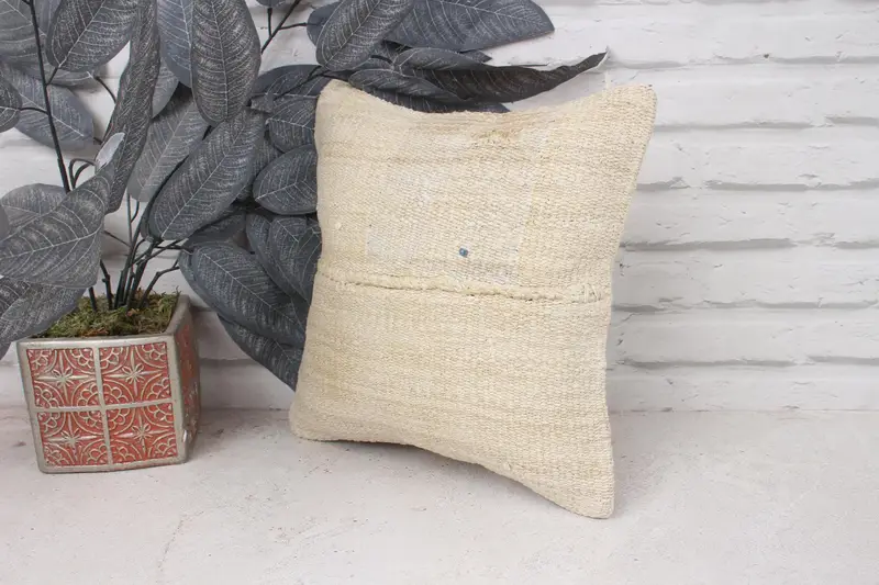 Traditional Cushion Case, 12x12 White Pillow Case, Pillow Cover, Vintage Pillow, Vintage Kilim Throw Pillow, Interior Designer Pillow - 4