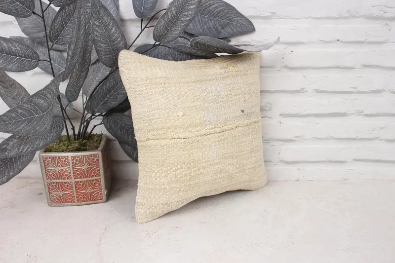 Traditional Cushion Case, 12x12 White Pillow Case, Pillow Cover, Vintage Pillow, Vintage Kilim Throw Pillow, Interior Designer Pillow - 3