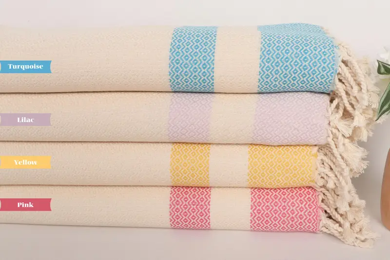 Turkish hand towel, 70x40 Cotton Geometric Towel, Bachelorette Party Gifts, Organic Beach Towel, Welcome Wedding Gift, Turkish Towel Beach - 1