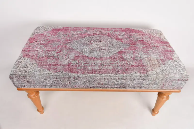 モジュール式キリム風オットマン、パープルウールブレンドソファセット