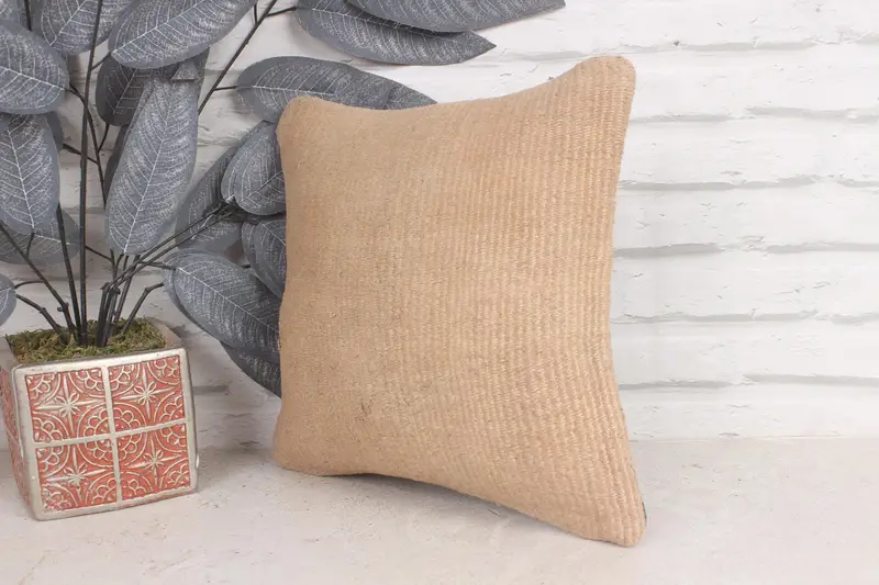 Vintage Kilim Pillow, 12x12 Bronze Cushion Case, Ethnical Kilim Rug Pillow, Vintage Kilim Throw Pillow, Cotton Pillow Cover, Pillow Case - 3