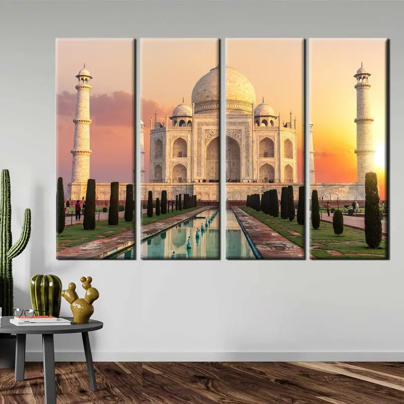 Taj Mahal Canvas Print, Taj Mahal Wall Decor,  Indian Architecture, Seven Wonders Taj Mahal, Taj Mahal Print, Wall Art Canvas, Sunset Art - 2