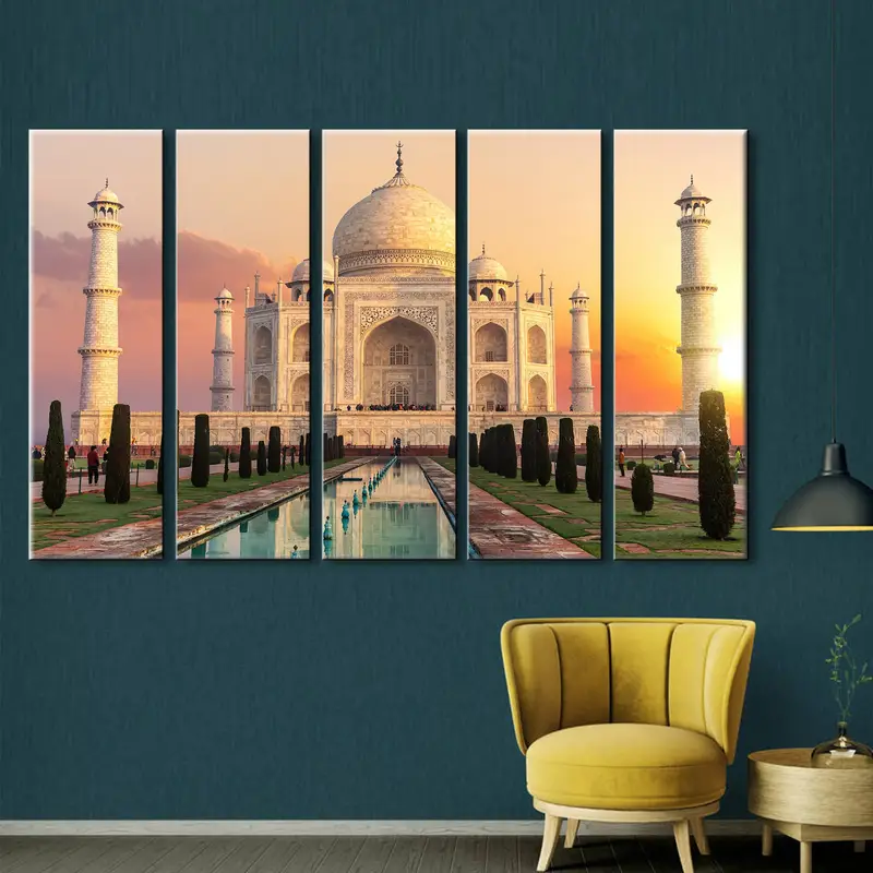 Taj Mahal Canvas Print, Taj Mahal Wall Decor,  Indian Architecture, Seven Wonders Taj Mahal, Taj Mahal Print, Wall Art Canvas, Sunset Art - 4