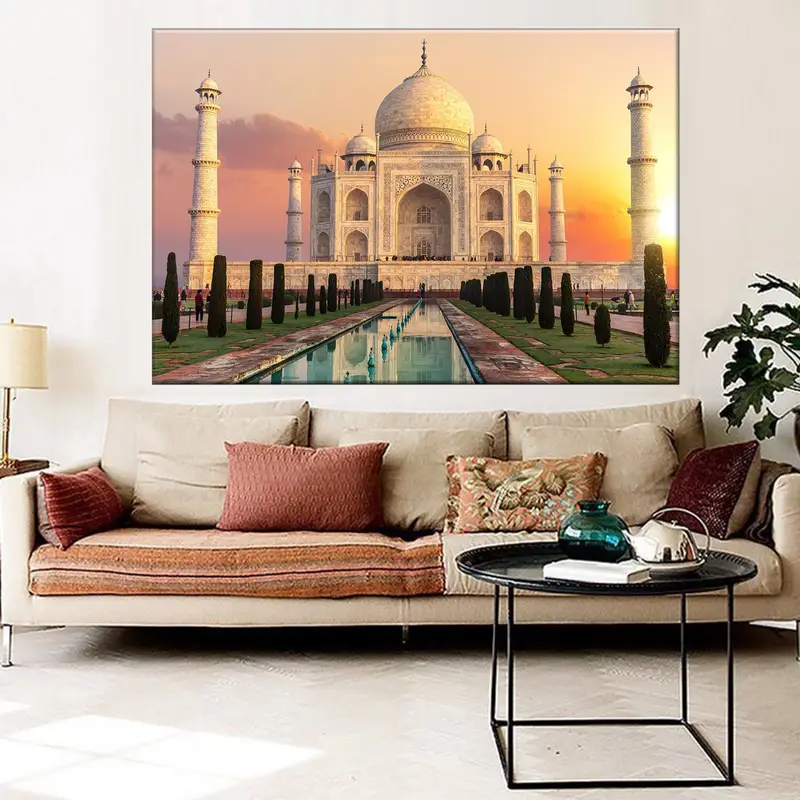 Taj Mahal Canvas Print, Taj Mahal Wall Decor,  Indian Architecture, Seven Wonders Taj Mahal, Taj Mahal Print, Wall Art Canvas, Sunset Art - 7