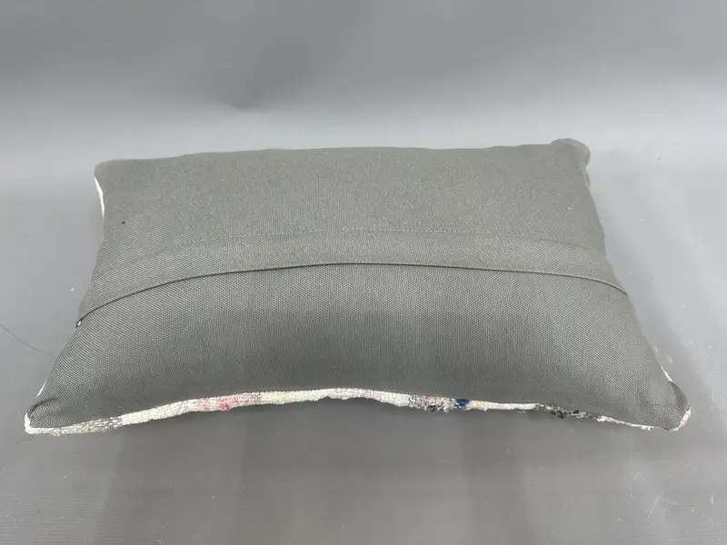 Handmade Kilim Cushion, Turkish Kilim Pillow, Office Chair Pillow Sham, 12x20 White Pillow Cover, Cushion, Kilim Pillow, Garden Pillow Case - 7