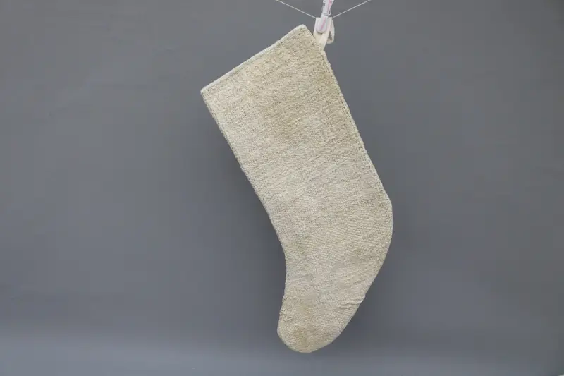 Beyaz Süslü Bej Noel Çorabı, Şenlikli Tatil Çorabı