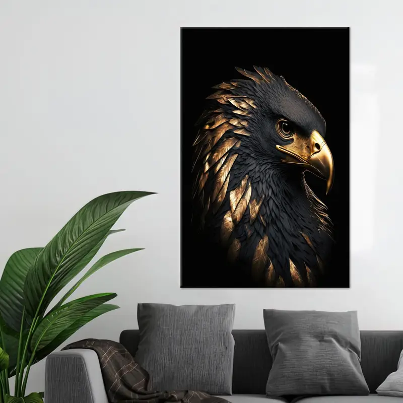 Lienzo moderno con águila negra: arte moderno para la cueva de tu hombre
