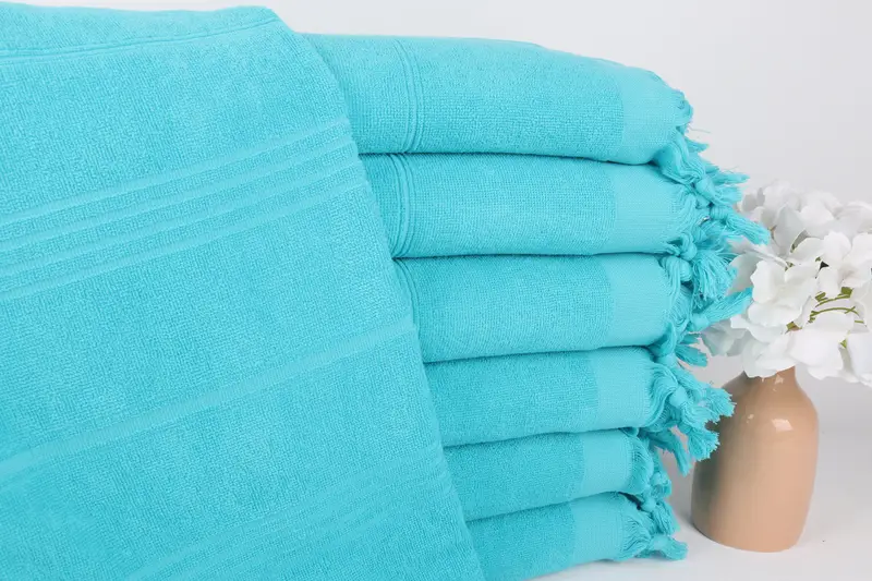 Personalized Towel Dark Mint Striped, Turkish Cotton, 36x71 Inches