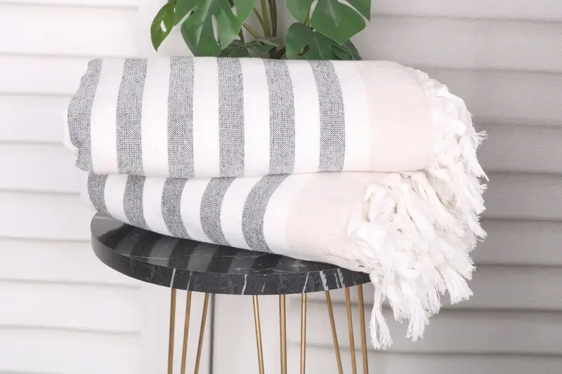 Bridesmaid Gift, Turkish Bath Towel Set, Beach towel, 68x40 Cotton Striped Terry Towel, Peshtemal Towel USA, Employee Gifts, Gifts For Him - 3