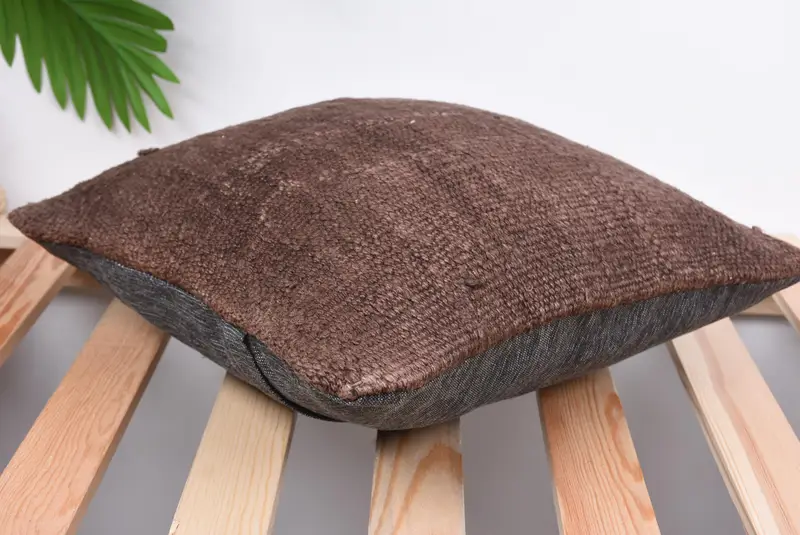 Cushion Case, Ethnic Pillow Cover Pillow, Throw Kilim Pillow, Neutral Throw Pillow, Kilim Pillow, Pillow for Couch, 14x14 Brown Pillow Case - 6