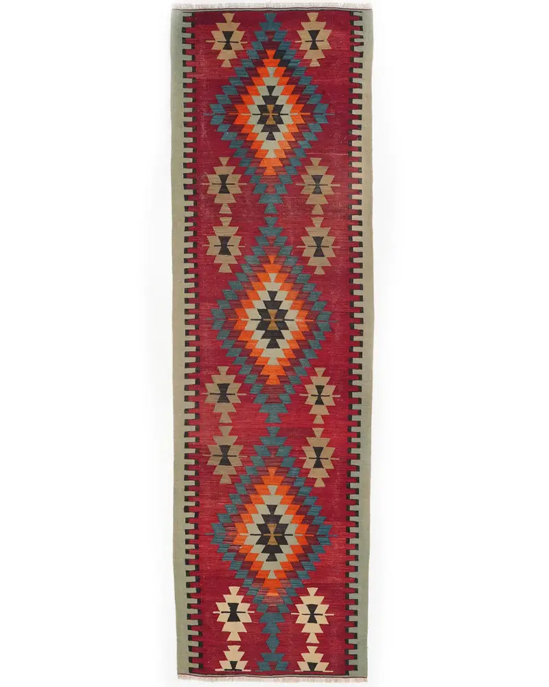 Red & Beige Rug, 2,8x9,9 ft Elegant Comfort