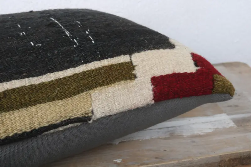 12x24 Black Pillow Case, Cushion, Colorful Cushion Cover, Kilim Cushion Sham, Morroccon Kilim Cushion Pillow, Kilim Pillow Cover, Vintage Pillow - 6