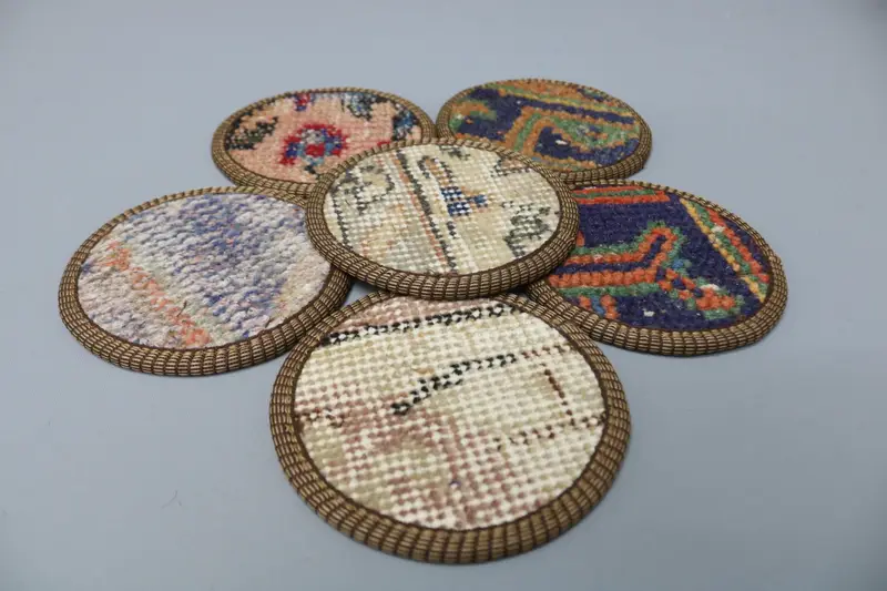 Böhmischer blauer und grüner runder Untersetzer, langlebiger böhmischer Untersetzer