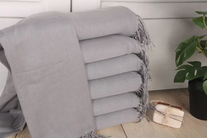 Bachelor Gift Dark Gray Pashmina Monogrammed Turkish Towel, 28x67 Inches