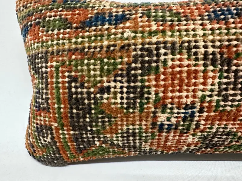 Brown & Red Floral Embroidered Pillow, 8x16 Inches Decorative Pillow - 2