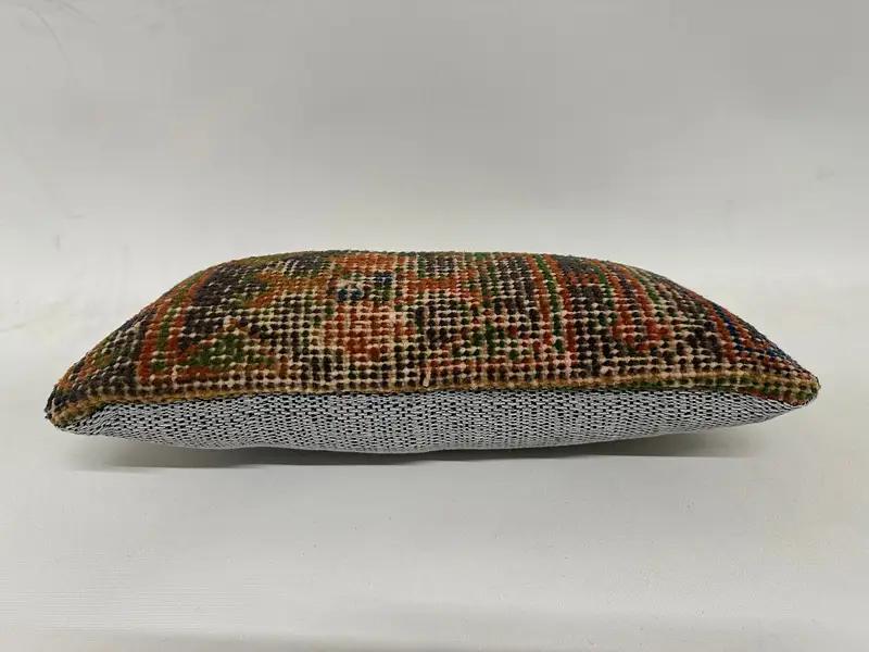 Brown & Red Floral Embroidered Pillow, 8x16 Inches Decorative Pillow - 5