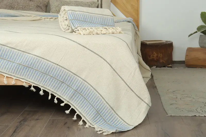 Gift For Bride, Turkish Throw Blanket, Throw Blanket Couch, Bedspread, Aesthetic Blanket, 104x96 Linen Striped Towel, Boho Throw Blankets - 7